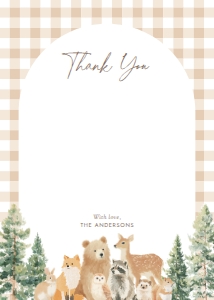 Flat Thank You Card - Woodland Gingham - 1115: Baby Shower Bundle - Woodland Gingham - 1115
