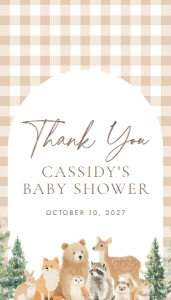 Rectangle Favor Tag - Woodland Gingham - 1115: Baby Shower Bundle - Woodland Gingham - 1115