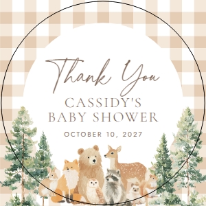 Round Label (2x2) - Woodland Gingham - 1115: Baby Shower Bundle - Woodland Gingham - 1115