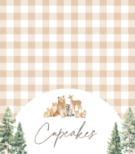 Tent Card - Woodland Gingham - 1115: Baby Shower Bundle - Woodland Gingham - 1115
