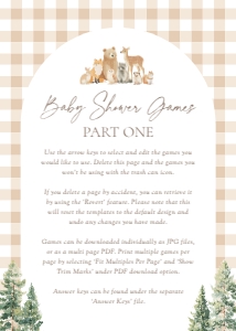 Baby Shower Games (Part 1) - Woodland Gingham - 1115: Baby Shower Games - Woodland Gingham - 1115