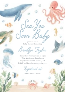 Baby Shower Invitation - Sea You Soon design preview