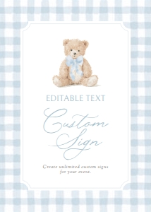 Custom Sign - Blue Gingham Teddy Bear - 1127 design preview