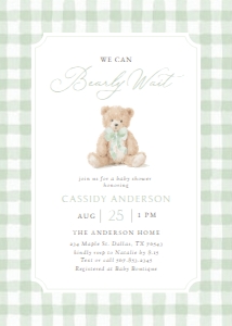 Baby Shower Invitation - Sage Green Teddy Bear design preview
