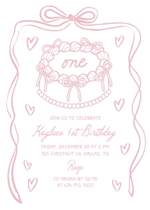 Birthday Invitation - Pink Doodle Cake design preview