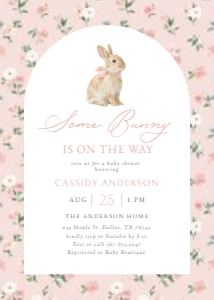 Baby Shower Invitation - Pink Floral Bunny design preview