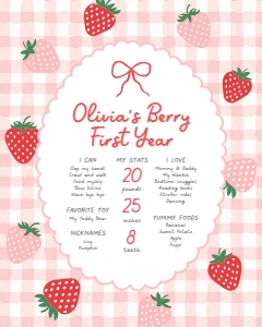 Milestone Sign - Berry First Birthday - 9931 design preview