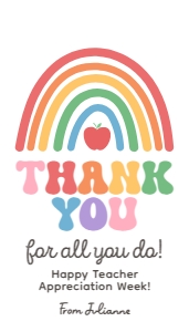 Teacher Appreciation Tag - Thank You  (Rainbow): Teacher Appreciation Tag - Retro Rainbow (Rectangle)