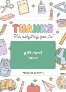 Teacher Gift Card Holder - School Supplies: Teacher Gift Card Holder - Retro School Supplies