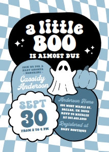 Baby Shower Invitation - Little Boo (Blue Checker) design preview