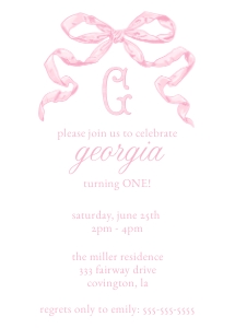 BOW PARTY - INVITATION, PINK: BOW PARTY - INVITATION, PINK
