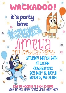 Bluey Birthday Party Invitation: 4400