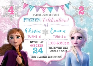 Frozen Birthday Invitation two names/ages F19: 4267