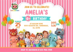 Cocomelon Birthday invitation CO4: 4928