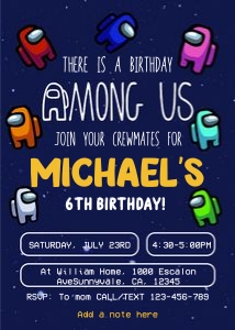 Among Us Birthday Invitation: 4545