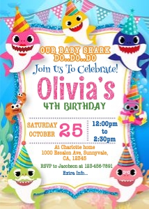 baby shark invitation: 4001
