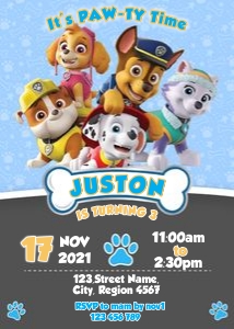 Paw patrol Invitation PAW3: 4669