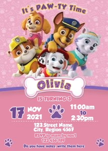 Paw patrol Invitation - Girl: 4638