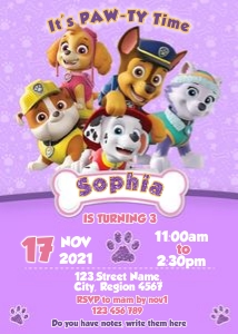 Paw patrol Invitation - Girl: 4630