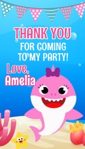 baby shark  girl thank you tag: 4021