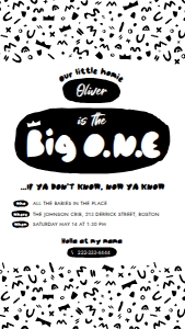 Notorious One birthday party invitation | Mobile 1080x1920 px: The Big One birthday party invitation