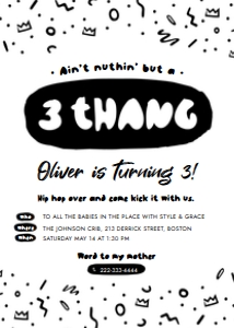 Ain't nuthin but a 3 thang birthday party invitation | Card 5x7": Ain't nuthin but a 3 thang birthday party invitation