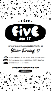 I got five on it birthday party invitation| Mobile 1080x1920 px: I got five on it 5th birthday party invitation