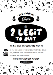 2 legit to quit birthday party invitation | Card 5x7": 2 legit to quit birthday party invitation