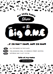 Notorious One birthday party invitation | Card 5x7": The Big One birthday party invitation