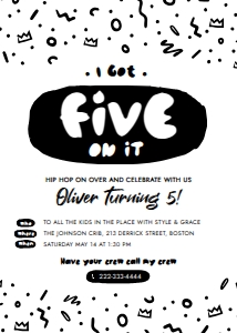 I got five on it birthday party invitation| Card 5x7": I got five on it 5th birthday party invitation