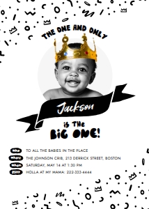 The Notorious One birthday party invitation| Card 5x7": The Big One birthday party invitation