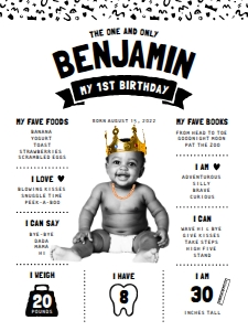 Hip Hop 1st Birthday Party Milestone Sign | 18x24": Hip hop 1st birthday party milestone sign | 18x24"