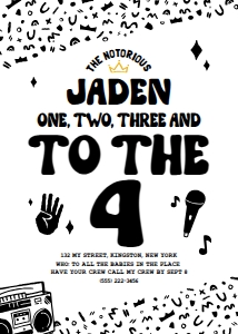 One, Two, Three and to the Four Birthday Invitation design preview