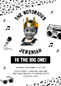The Notorious One Birthday Party Invitation | Card 5x7": The Big One birthday bundle