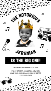 The Notorious One Birthday Party Invitation | Mobile 1080x1920px: The Big One birthday bundle