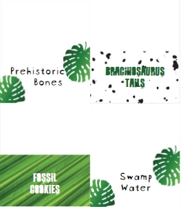 Dinosaur Party Food Labels Prehistoric design preview