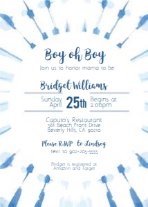 Shibori Tie Dye Boy oh Boy Baby Shower Invitation design preview