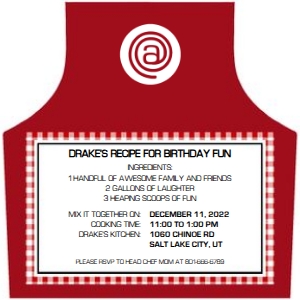 Junior Chef Baking Party Apron Invitation design preview