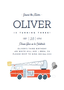 Firetruck Birthday Invitation - A034 design preview