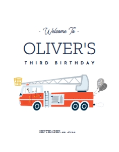 Firetruck Birthday Welcome Poster - A034 design preview
