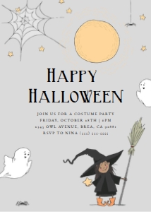 Cute Witch Halloween Invitation design preview