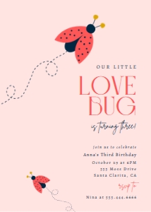 Modern Serif Ladybug Invitation design preview