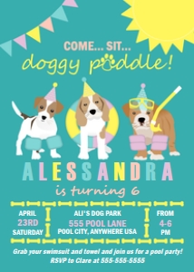 Invite Doggy Paddle Teal design preview