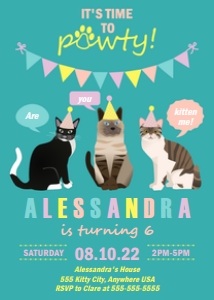 Invite Kitty Party Teal design preview