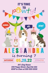 PWL3 4x6 MULTIPINK INVITE: Pet Paint Party Pack Multipink
