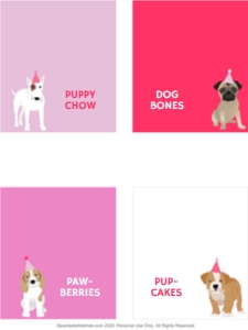 Food Labels Puppy Party Pink: Food Labels Puppy Party Pink