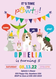 PWL3 5x7 MULTIPINK INVITE: Pet Paint Party Pack Multipink