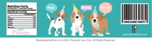 Water Bottle Wrapper Puppy Party Teal: Water Bottle Wrapper Puppy Pawty Teal