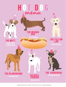 Hot Dog Menu Puppy Party Pink: Hot Dog Menu Puppy Party Pink