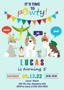 Invite Pet Party Multiblue design preview